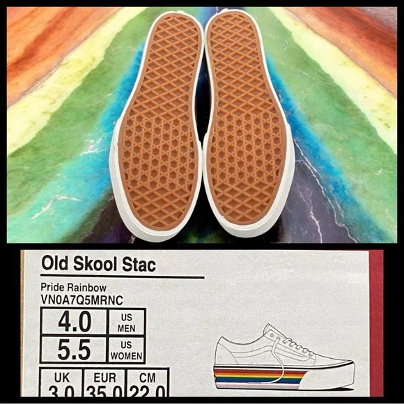 Pride Old Skool Vans Stack Platform Shoes Rainbow Color-Way Women Size 5.5 - Picture 13 of 13